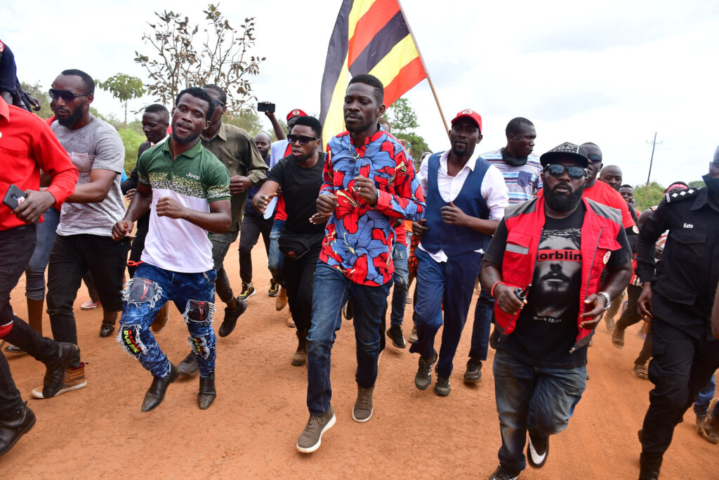 Bobi Wine as he took his supporters on a run on a marram road in Katakwi district in Eastern Uganda, November 14, 2020.  (photo credit: Lookman Kampala)