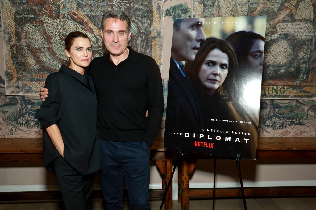 The Diplomat Season 3 Screening and Q&A NEW YORK, NEW YORK - OCTOBER 15: (L-R) Keri Russell and Rufus Sewell attend The Diplomat Season 3 Screening and Q&A at The Whitby Hotel on October 15, 2025 in New York City. (Photo by Jason Mendez/Getty Images for Netflix)